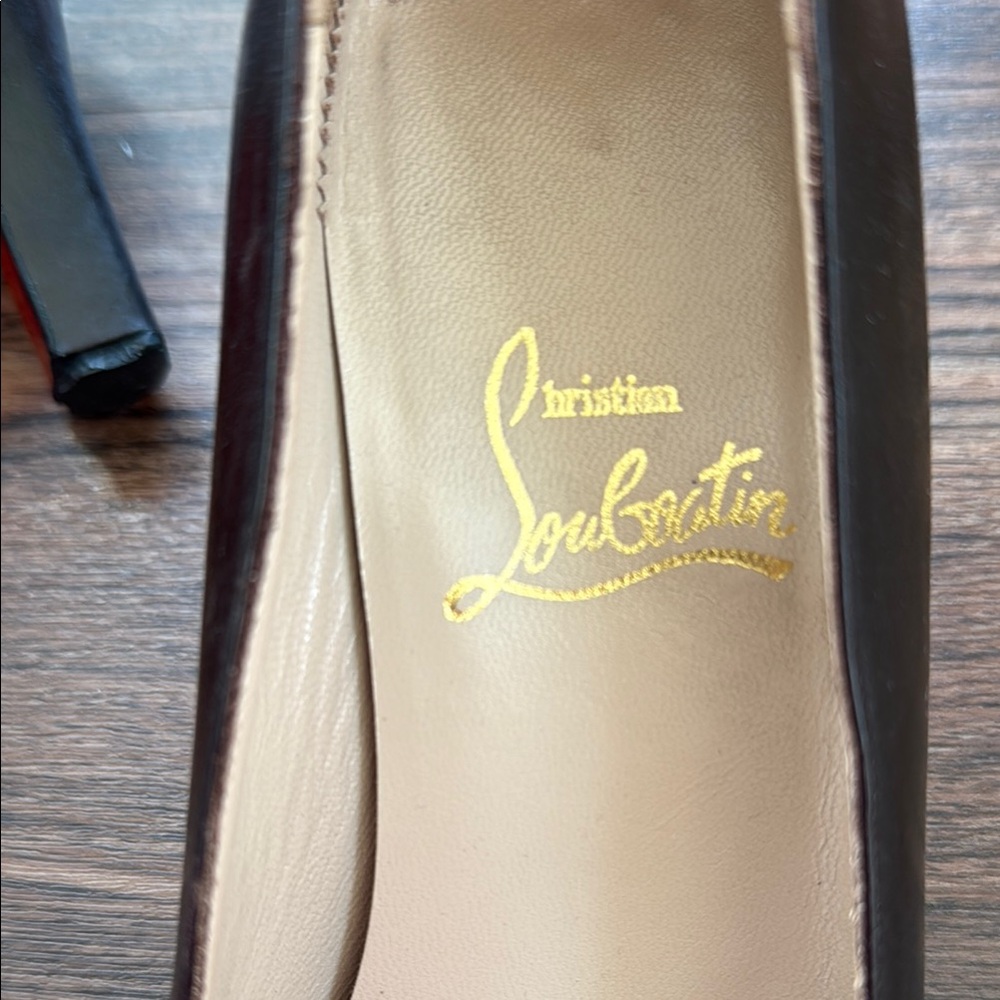 Christian Louboutin Brown Leather Block Heel Pumps - very well loved